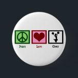 Cute Cheerlead Ronde Button 5,7 Cm<br><div class="desc">Peace Love en Cheerleaders. Kute springkopleider houdt poompoms aan.</div>