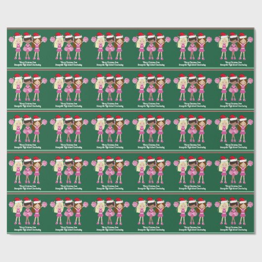 Cute Cheerlead Squad Green Custom Kerstmis Cadeaupapier (Vlak)