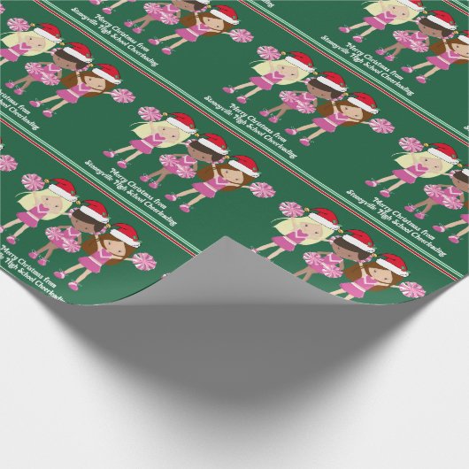 Cute Cheerlead Squad Green Custom Kerstmis Cadeaupapier (Hoek)