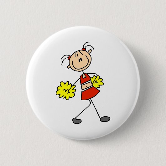 Cute Cheerlead Stick Figuur Button (Voorkant)