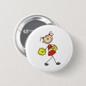 Cute Cheerlead Stick Figuur Button (Voorkant /achterkant)