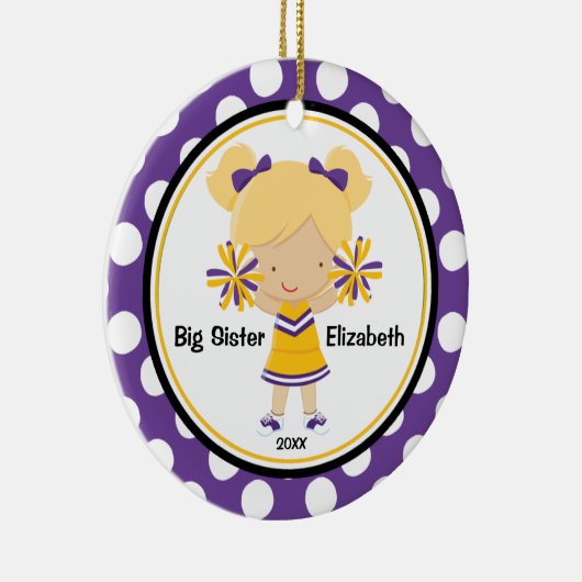 Cute Cheerleader Big Sister Kerstornament Keramisch Ornament (Rechts)