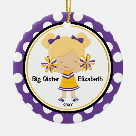 Cute Cheerleader Big Sister Kerstornament Keramisch Ornament (Voorkant)