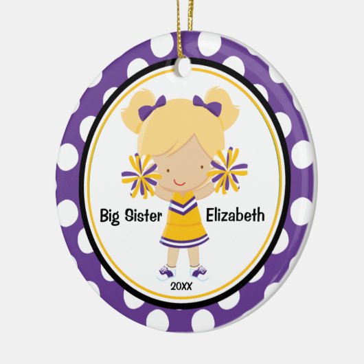 Cute Cheerleader Big Sister Kerstornament Keramisch Ornament (Links)