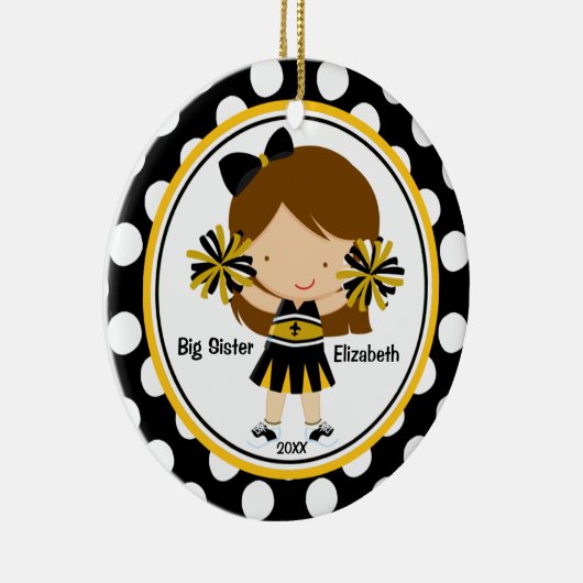 Cute Cheerleader Big Sister Kerstornament Keramisch Ornament (Rechts)