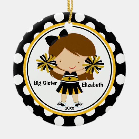 Cute Cheerleader Big Sister Kerstornament Keramisch Ornament (Voorkant)