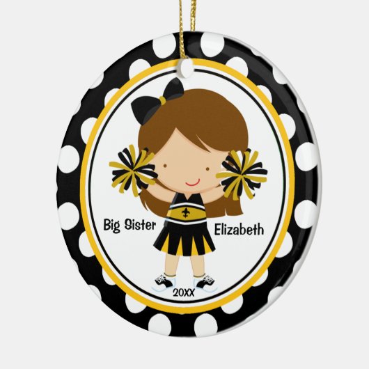 Cute Cheerleader Big Sister Kerstornament Keramisch Ornament (Links)