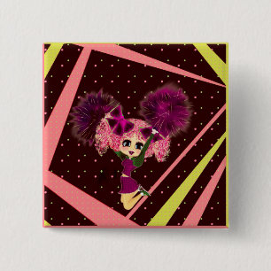 Cute Cheerleader-cadeaus gepersonaliseerd Vierkante Button 5,1 Cm