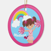 Cute Cheerleader Monogram Roze Kinder kerst Keramisch Ornament (Links)