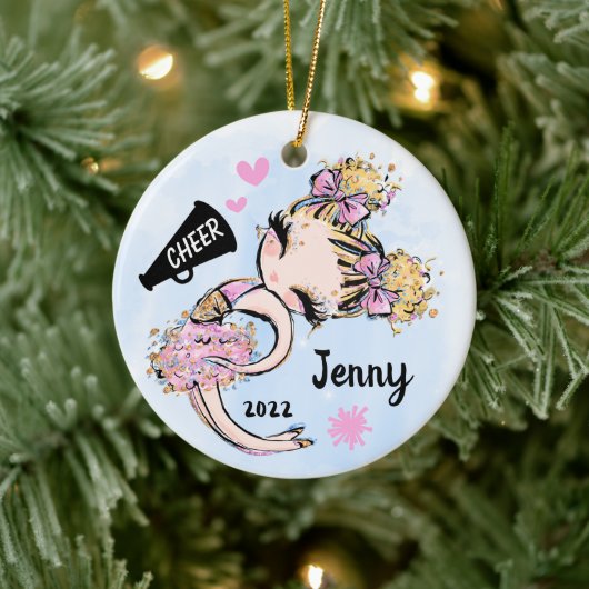 Cute Cheerleader Ornament Pink Blonde Hair (Boom)