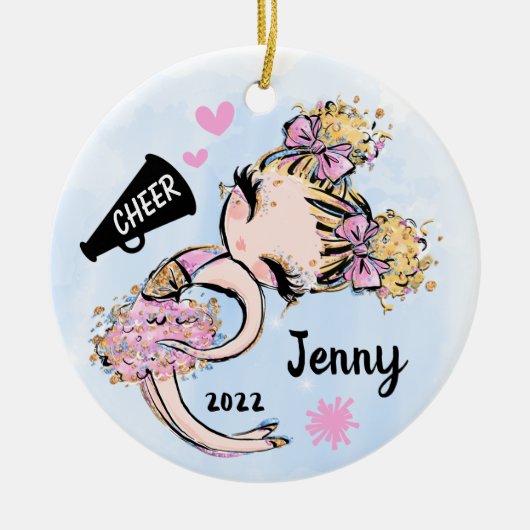 Cute Cheerleader Ornament Pink Blonde Hair (Voorkant)
