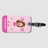 Cute Cheerleader Pink Hearts Personalized Cheer Bagagelabel (Voorkant (horizontaal))