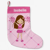 Cute Cheerleader Pink Hearts Personalized Cheer Kleine Kerstsok (Voorkant)