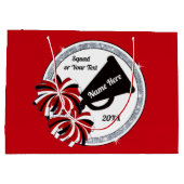 Cute Cheerleading Gift Bags, rood, wit en zwart Groot Cadeauzakje (Achterkant)
