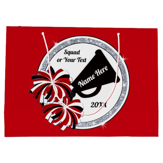 Cute Cheerleading Gift Bags, rood, wit en zwart Groot Cadeauzakje (Achterkant)