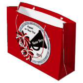 Cute Cheerleading Gift Bags, rood, wit en zwart Groot Cadeauzakje (Achterkant Gekanteld)