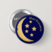 Cute Cheese Moon & Stars Celestial Name Badge Ronde Button 5,7 Cm (Voorkant /achterkant)