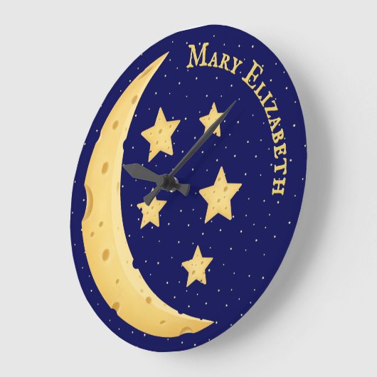 Cute Cheese Moon & Stars Persoonlijke hemels Grote Klok (Hoek)