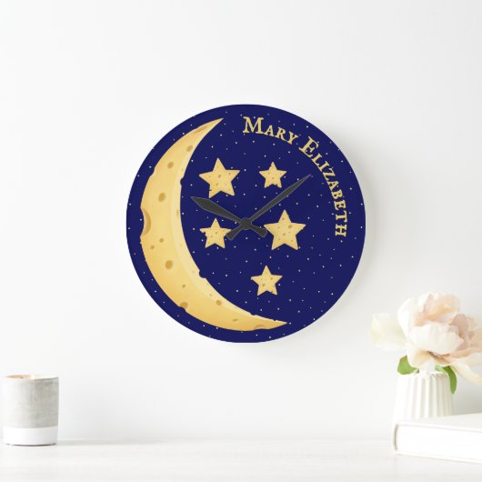 Cute Cheese Moon & Stars Persoonlijke hemels Grote Klok (Huis)