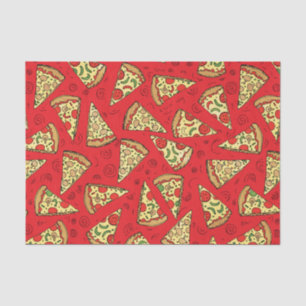 Cute Cheese Pizza Slices Red Pattern Tissuepapier