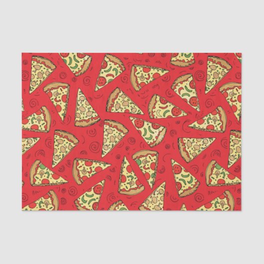 Cute Cheese Pizza Slices Red Pattern Tissuepapier (Voorkant)