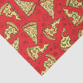 Cute Cheese Pizza Slices Red Pattern Tissuepapier (Detail)