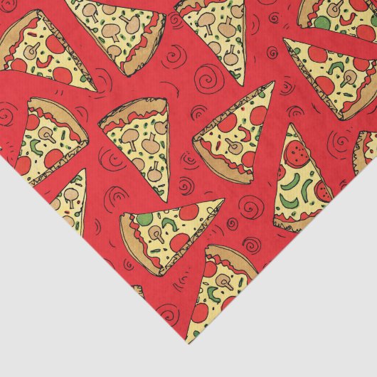 Cute Cheese Pizza Slices Red Pattern Tissuepapier (Detail)
