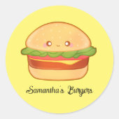 Cute Cheeseburger Ronde Sticker (Voorkant)