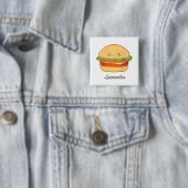 Cute Cheeseburger Vierkante Button 5,1 Cm (In situ)