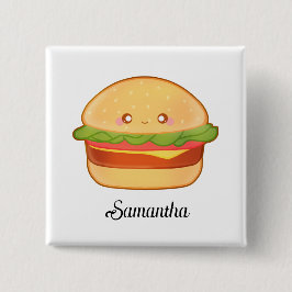 Cute Cheeseburger Vierkante Button 5,1 Cm