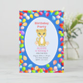 Cute Cheetah & Balloons 5e verjaardag Kaart (Staand voorkant)