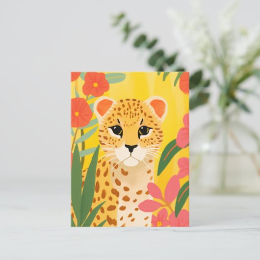 Cute Cheetah Briefkaart (Staand voorkant)