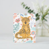 Cute Cheetah Cub en Floral Briefkaart (Staand voorkant)