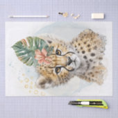 Cute Cheetah Cub Floral Wilde Cat Waterverf Tissuepapier (Craft)