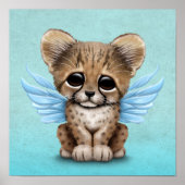 Cute Cheetah Cub met Fairy Wings op Blue Poster (Voorkant)