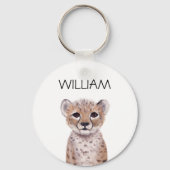 Cute Cheetah Cub Name Sleutelhanger (Voorkant)