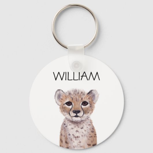 Cute Cheetah Cub Name Sleutelhanger (Voorkant)