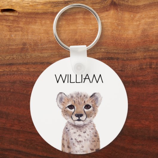 Cute Cheetah Cub Name Sleutelhanger (Voorkant)