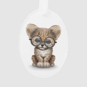 Cute Cheetah Cub Wearing Glasses on White Ornament (achterkant)