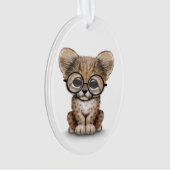 Cute Cheetah Cub Wearing Glasses on White Ornament (voorkant)