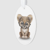 Cute Cheetah Cub Wearing Glasses on White Ornament (voorkant)