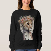 Cute Cheetah Flower Crown Boho Aesthetic Trui (Voorkant)