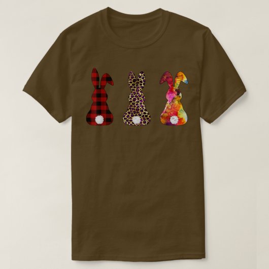 Cute Cheetah Leopard Red Buffalo Pset Bunny Easte T-shirt (Design voorkant)
