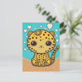 Cute Cheetah met hart voor liefde en valentijn Briefkaart (Staand voorkant)