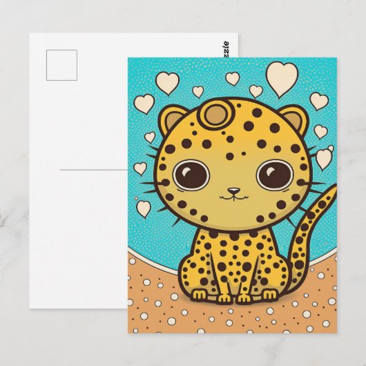 Cute Cheetah met hart voor liefde en valentijn Briefkaart (Voorkant / Achterkant)