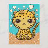Cute Cheetah met hart voor liefde en valentijn Briefkaart (Voorkant)