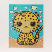 Cute Cheetah met hart voor liefde en valentijn Legpuzzel (Verticaal)