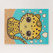 Cute Cheetah met hart voor liefde en valentijn Legpuzzel (Horizontaal)