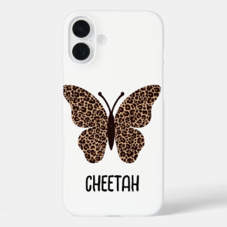 cute cheetah print butterfly  iPhone 16 plus hoesje