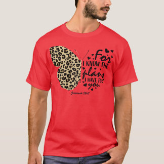 Cute Cheetah Print Butterfly Christelijk Religies T-shirt